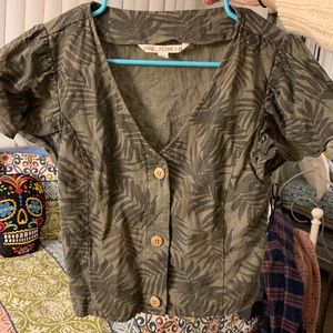 Army Green Ruffled Top